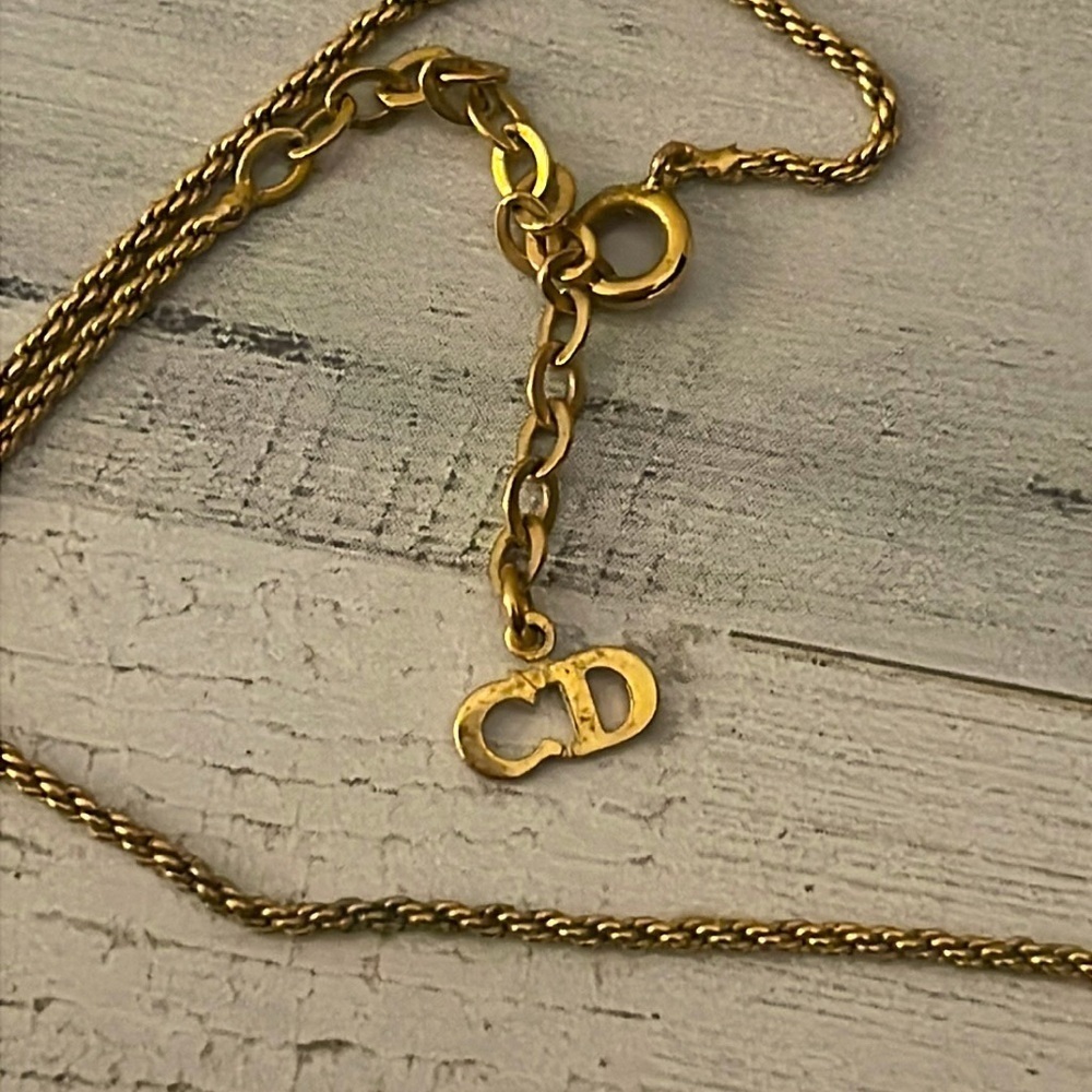 Vintage Christian Dior Gold Plated CD Pendant Necklace. - Picture 5 of 7